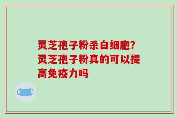 灵芝孢子粉杀白细胞?灵芝孢子粉真的可以提高免疫力吗