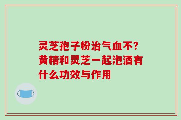 灵芝孢子粉治气血不?黄精和灵芝一起泡酒有什么功效与作用
