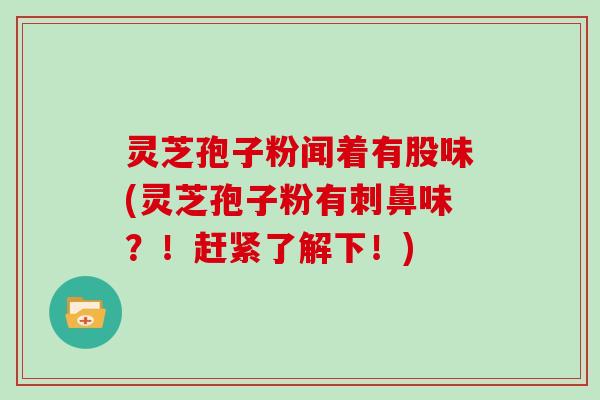 灵芝孢子粉闻着有股味(灵芝孢子粉有刺鼻味？！赶紧了解下！)