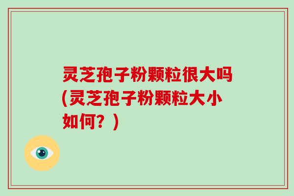 灵芝孢子粉颗粒很大吗(灵芝孢子粉颗粒大小如何?)