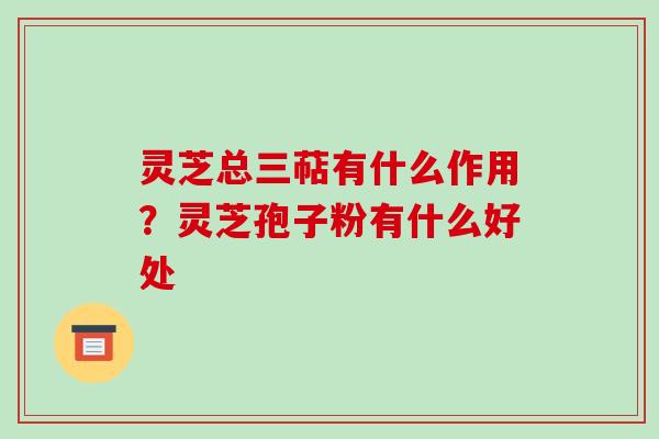 灵芝总三萜有什么作用?灵芝孢子粉有什么好处