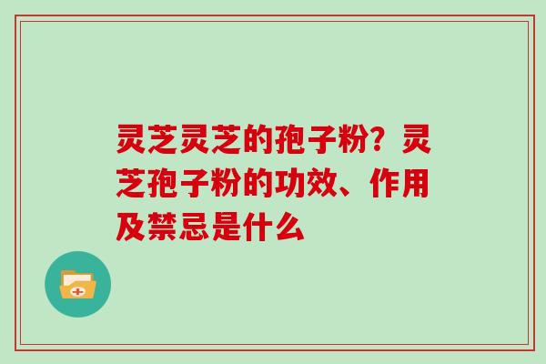 灵芝灵芝的孢子粉?灵芝孢子粉的功效、作用及禁忌是什么