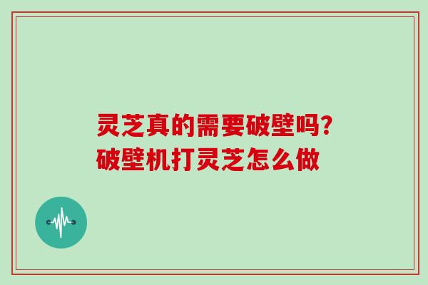 灵芝真的需要破壁吗?破壁机打灵芝怎么做