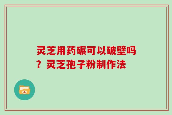 灵芝用药碾可以破壁吗？灵芝孢子粉制作法