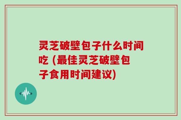 灵芝破壁包子什么时间吃 (最佳灵芝破壁包子食用时间建议)