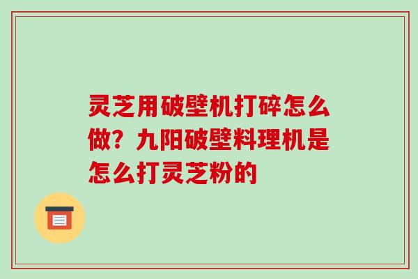 灵芝用破壁机打碎怎么做？九阳破壁料理机是怎么打灵芝粉的