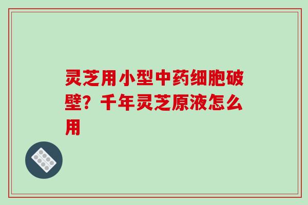 灵芝用小型中药细胞破壁?千年灵芝原液怎么用