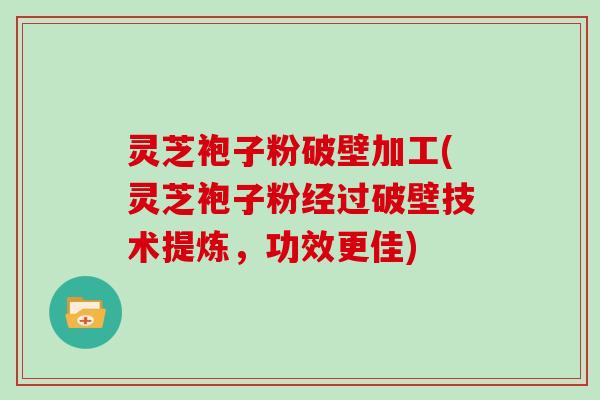 灵芝袍子粉破壁加工(灵芝袍子粉经过破壁技术提炼，功效更佳)