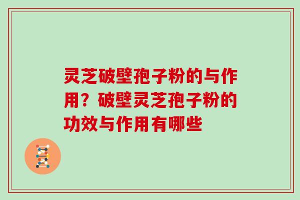 灵芝破壁孢子粉的与作用？破壁灵芝孢子粉的功效与作用有哪些