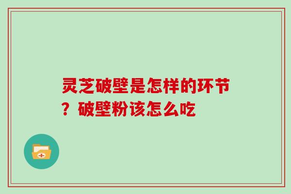 灵芝破壁是怎样的环节?破壁粉该怎么吃