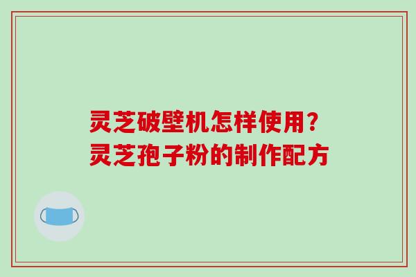 灵芝破壁机怎样使用？灵芝孢子粉的制作配方