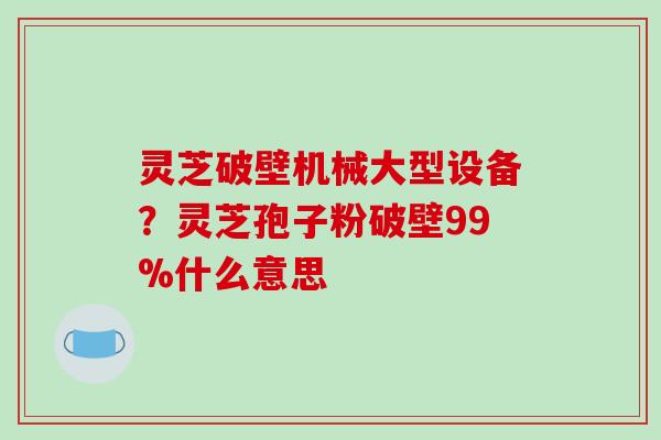 灵芝破壁机械大型设备?灵芝孢子粉破壁99%什么意思