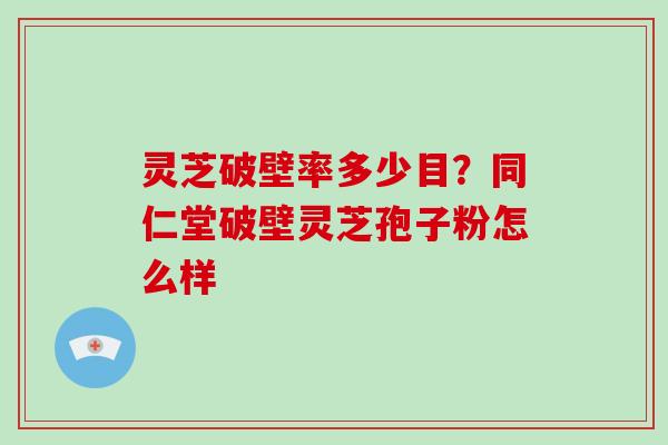 灵芝破壁率多少目?同仁堂破壁灵芝孢子粉怎么样