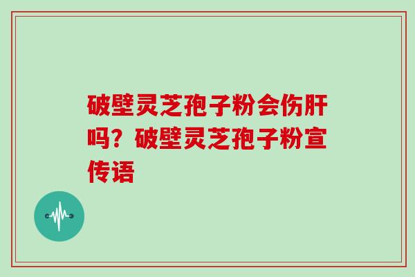 破壁灵芝孢子粉会伤肝吗?破壁灵芝孢子粉宣传语