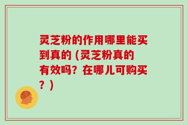 灵芝粉的作用哪里能买到真的 (灵芝粉真的有效吗？在哪儿可购买？)