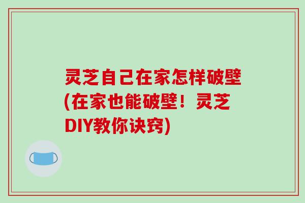 灵芝自己在家怎样破壁(在家也能破壁！灵芝DIY教你诀窍)