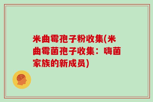 米曲霉孢子粉收集(米曲霉菌孢子收集：嗨菌家族的新成员)
