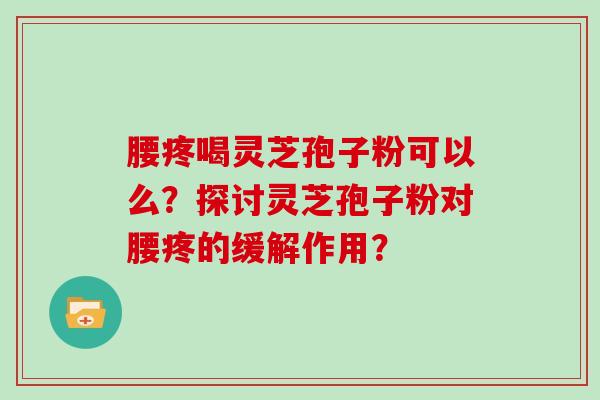 腰疼喝灵芝孢子粉可以么?探讨灵芝孢子粉对腰疼的缓解作用?
