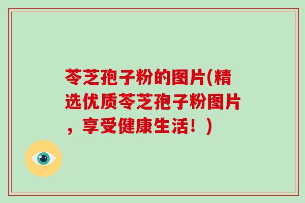 苓芝孢子粉的图片(精选优质苓芝孢子粉图片,享受健康生活!)