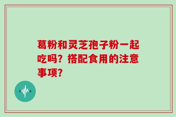 葛粉和灵芝孢子粉一起吃吗？搭配食用的注意事项？