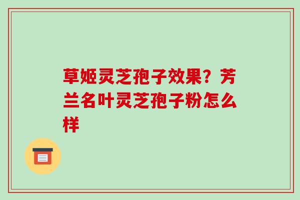草姬灵芝孢子效果?芳兰名叶灵芝孢子粉怎么样