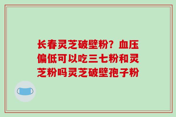 长春灵芝破壁粉?血压偏低可以吃三七粉和灵芝粉吗灵芝破壁孢子粉