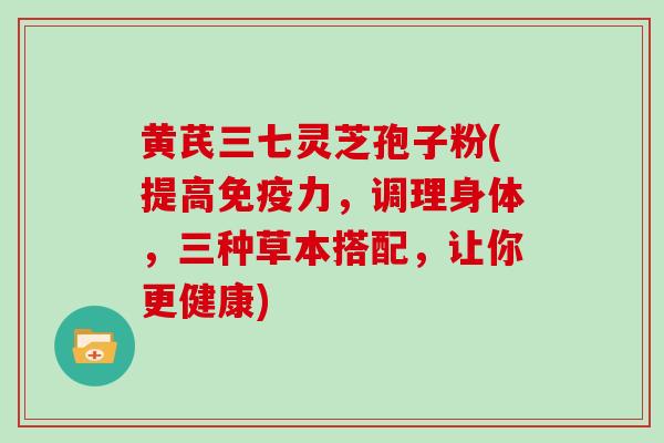 黄芪三七灵芝孢子粉(提高免疫力,调理身体,三种草本搭配,让你更健康)