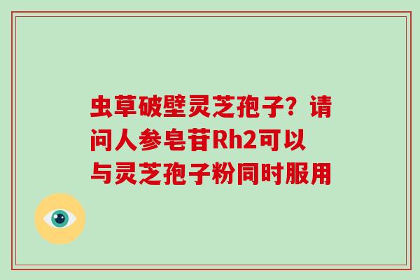 虫草破壁灵芝孢子?请问人参皂苷Rh2可以与灵芝孢子粉同时服用