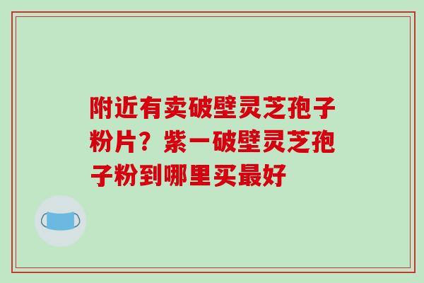 附近有卖破壁灵芝孢子粉片?紫一破壁灵芝孢子粉到哪里买最好