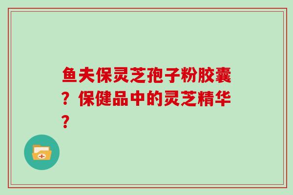 鱼夫保灵芝孢子粉胶囊?保健品中的灵芝精华?