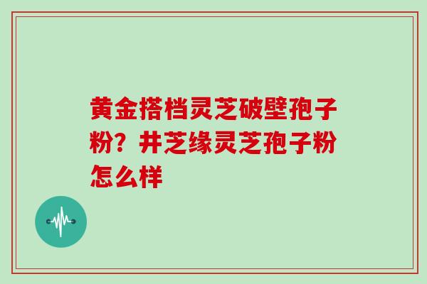 黄金搭档灵芝破壁孢子粉?井芝缘灵芝孢子粉怎么样