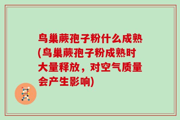 鸟巢蕨孢子粉什么成熟(鸟巢蕨孢子粉成熟时大量释放，对空气质量会产生影响)