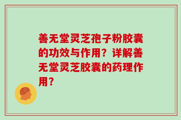 善无堂灵芝孢子粉胶囊的功效与作用?详解善无堂灵芝胶囊的药理作用?