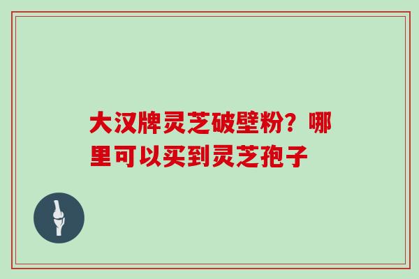 大汉牌灵芝破壁粉?哪里可以买到灵芝孢子