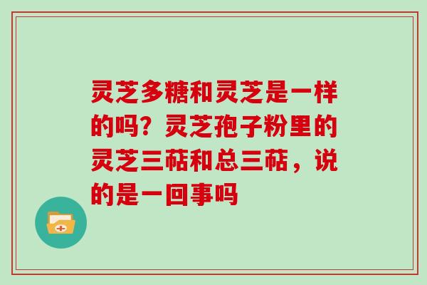 灵芝多糖和灵芝是一样的吗?灵芝孢子粉里的灵芝三萜和总三萜,说的是一回事吗