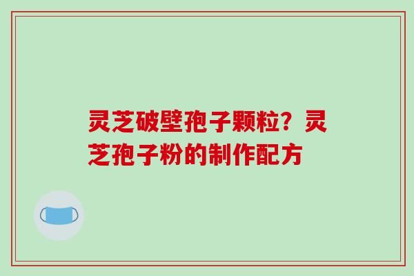 灵芝破壁孢子颗粒？灵芝孢子粉的制作配方