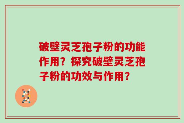 破壁灵芝孢子粉的功能作用?探究破壁灵芝孢子粉的功效与作用?