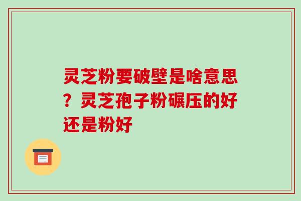 灵芝粉要破壁是啥意思?灵芝孢子粉碾压的好还是粉好