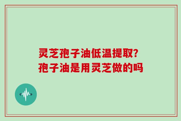 灵芝孢子油低温提取？孢子油是用灵芝做的吗