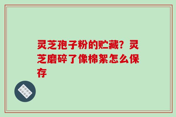 灵芝孢子粉的贮藏？灵芝磨碎了像棉絮怎么保存