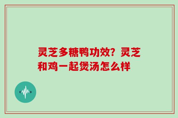 灵芝多糖鸭功效?灵芝和鸡一起煲汤怎么样