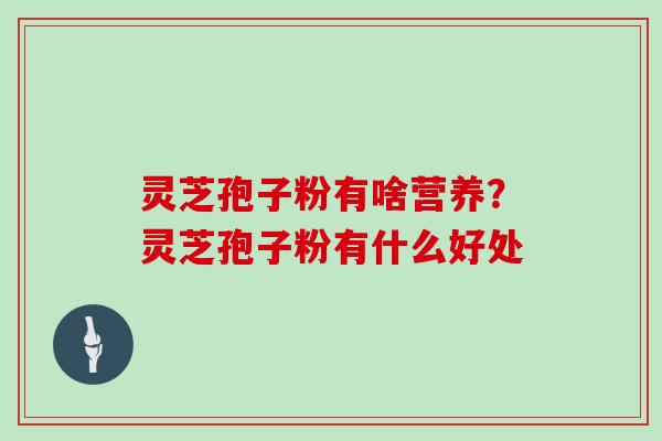 灵芝孢子粉有啥营养?灵芝孢子粉有什么好处