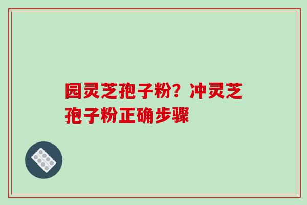 园灵芝孢子粉?冲灵芝孢子粉正确步骤