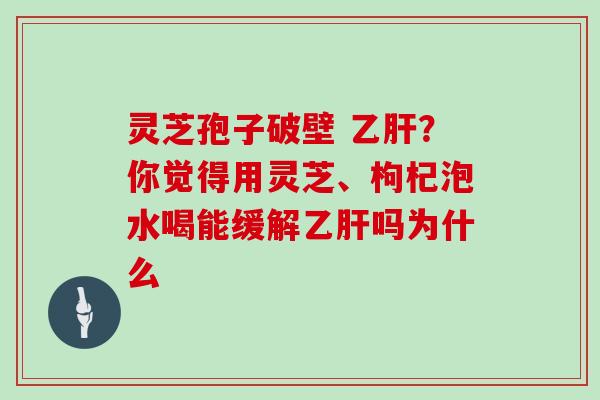 灵芝孢子破壁 乙肝？你觉得用灵芝、枸杞泡水喝能缓解乙肝吗为什么