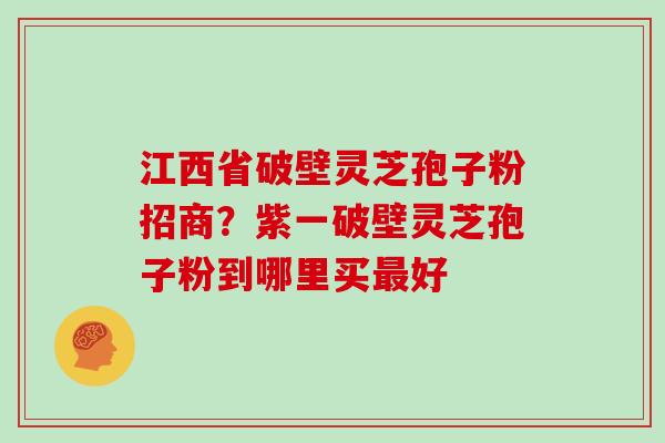 江西省破壁灵芝孢子粉招商?紫一破壁灵芝孢子粉到哪里买最好
