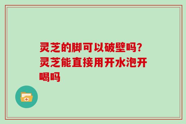 灵芝的脚可以破壁吗?灵芝能直接用开水泡开喝吗