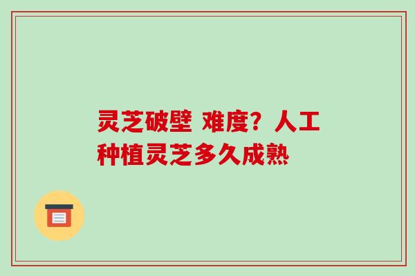 灵芝破壁 难度？人工种植灵芝多久成熟