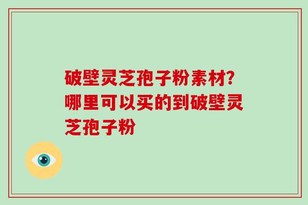 破壁灵芝孢子粉素材?哪里可以买的到破壁灵芝孢子粉