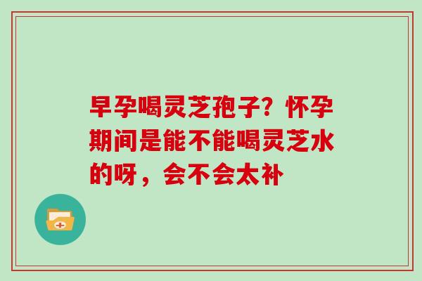 早孕喝灵芝孢子？怀孕期间是能不能喝灵芝水的呀，会不会太补