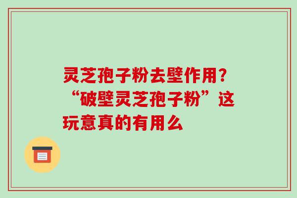 灵芝孢子粉去壁作用？“破壁灵芝孢子粉”这玩意真的有用么
